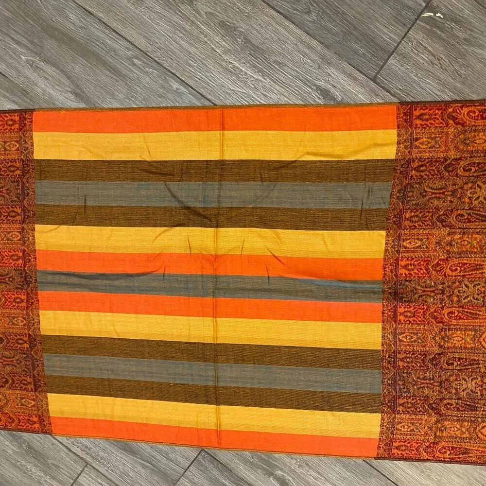 Fall Tone Striped Oversized Pashmina Scarf